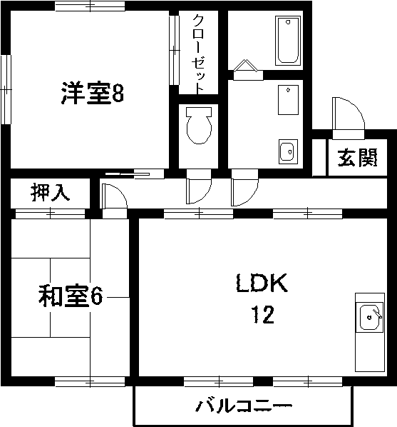 サンフラワーフジ(2LDK/2階)の間取り写真