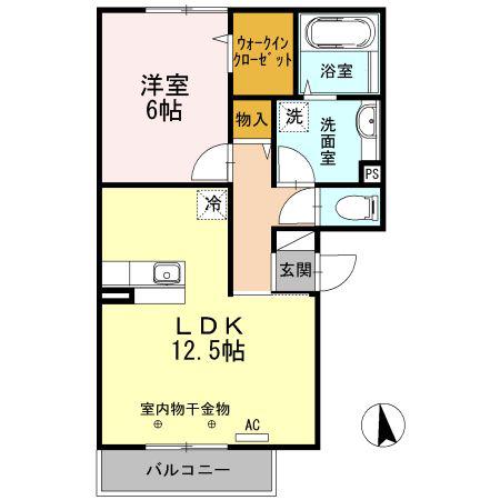 ルシオールYAMADA(1LDK/2階)の間取り写真