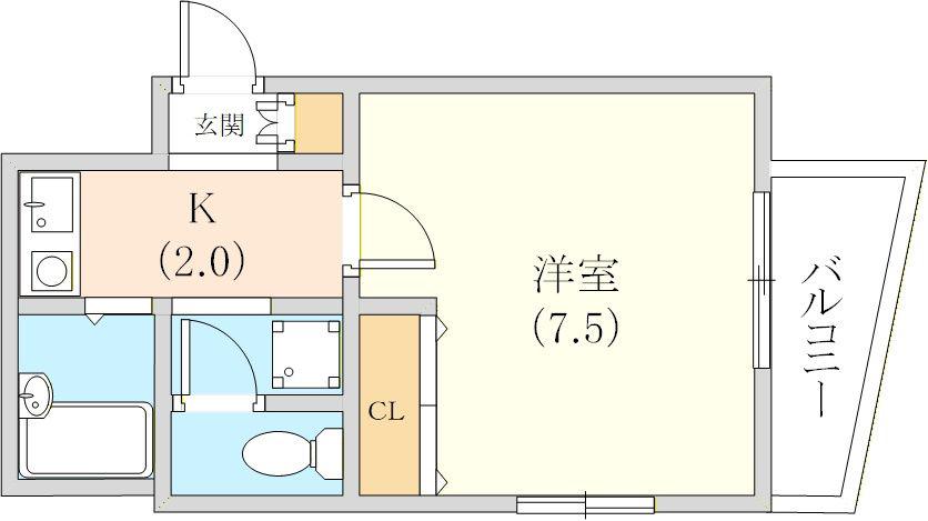 プレステージ三宮(1K/3階)の間取り写真