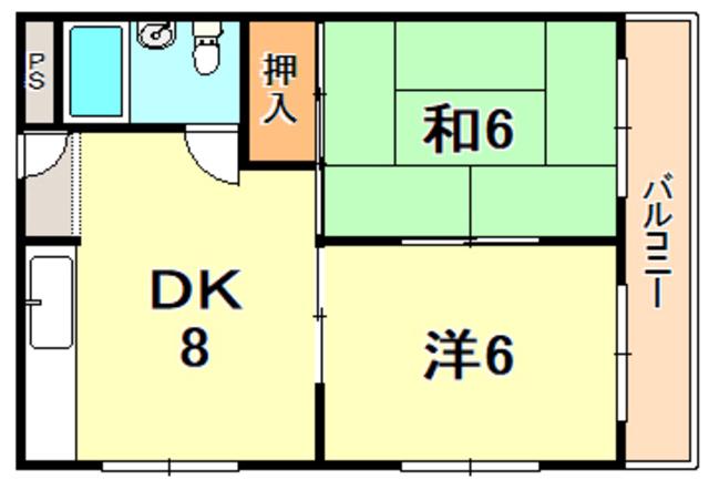 サリーズ千代が丘(2DK/2階)の間取り写真