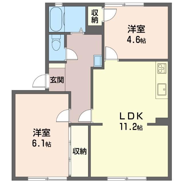 ファミール八重原(2LDK/1階)の間取り写真