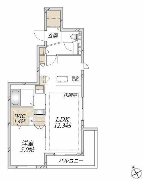 スカイメゾンYAWATA(1LDK/2階)の間取り写真