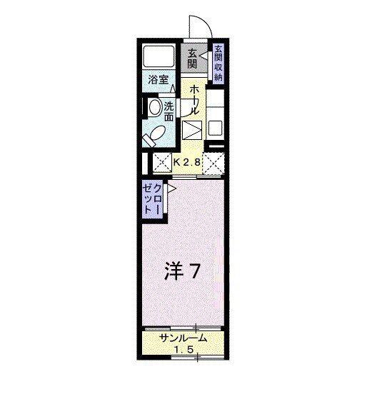 ディアコート河西(1K/1階)の間取り写真