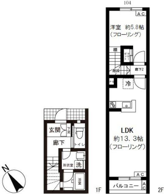 バーン神楽坂(1LDK/1階)の間取り写真