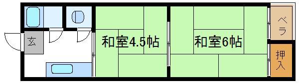 ハイム平野(2K/3階)の間取り写真