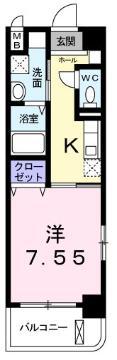 アルカンシェル(1K/2階)の間取り写真