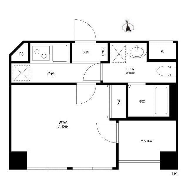 CASA・COCO(1K/4階)の間取り写真