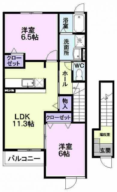 ボニ-トA(2LDK/2階)の間取り写真