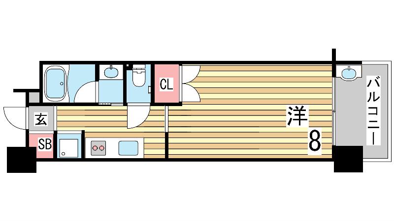 FLAT長田北町(1K/6階)の間取り写真