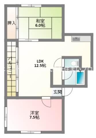 ウエダビル(2LDK/4階)の間取り写真