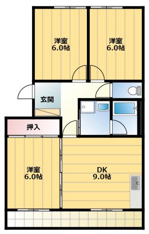 カームヒルズN(3DK/3階)の間取り写真