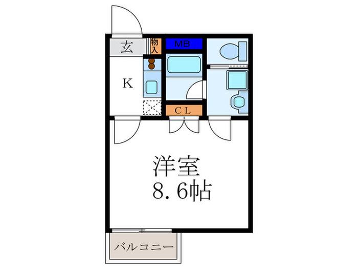MONO・COMODO御前A棟B棟(1K/2階)の間取り写真