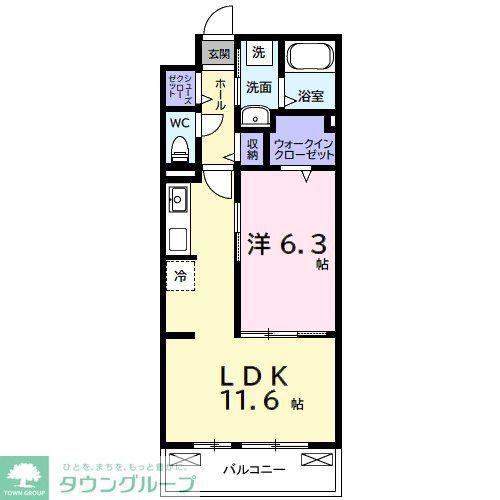 ルポン ボヌール(1LDK/3階)の間取り写真