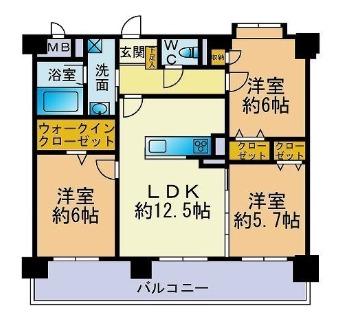 カラコレスV(3LDK/4階)の間取り写真
