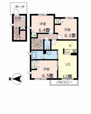 フロヌーブ光彩 二番館(3LDK/2階)の間取り写真