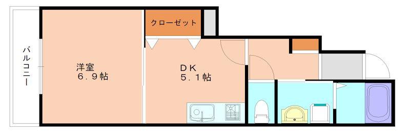 ETERNAL MUME(1DK/1階)の間取り写真