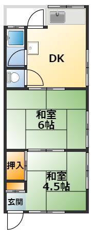 星が荘(2DK/2階)の間取り写真