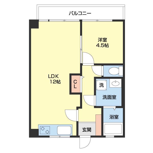 ニュー塩屋ハイツ(1LDK/4階)の間取り写真