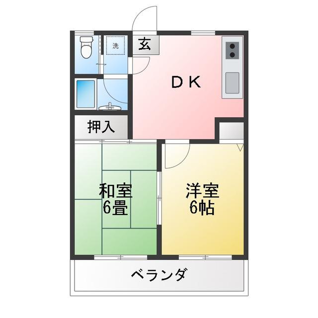 プラムハイツ(2DK/1階)の間取り写真