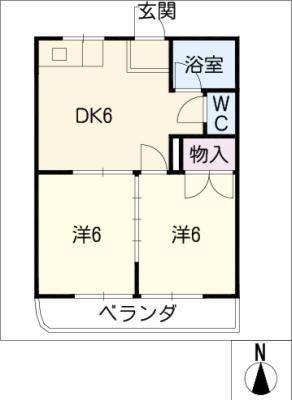 サニーハイツ(2DK/3階)の間取り写真
