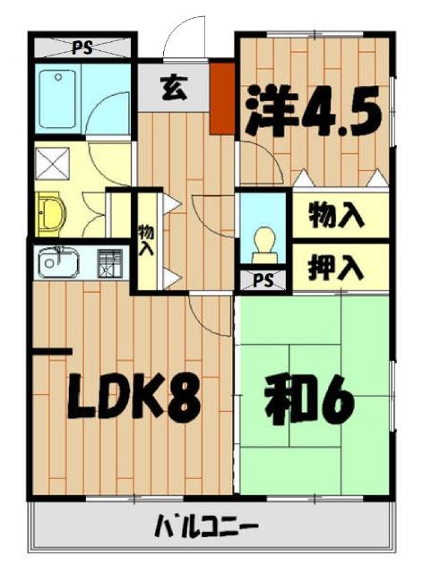 GRACIA風祭(2LDK/4階)の間取り写真