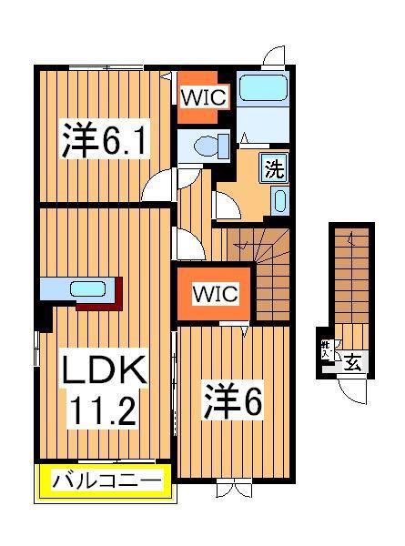 TSウィステリアⅠ(2LDK/2階)の間取り写真