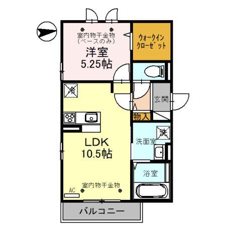 シャルマン御経塚(1LDK/2階)の間取り写真