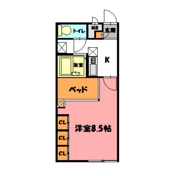 山陽電鉄本線 東二見駅 徒歩6分 2階建 築21年(1K/1階)の間取り写真
