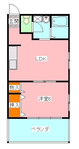 サンパレス平塚III(1LDK/2階)の間取り写真
