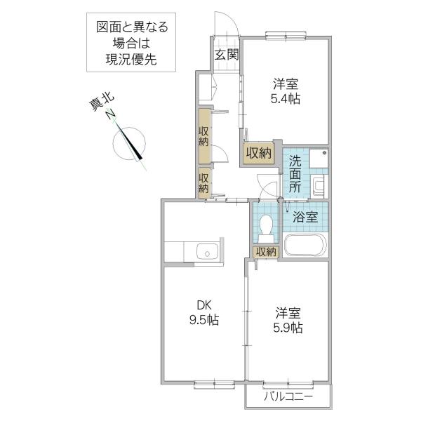 レクエルド(2DK/1階)の間取り写真