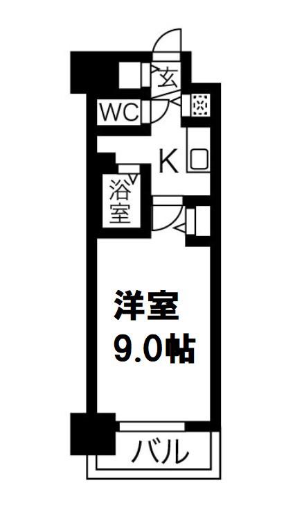 ララプレイスOSAKAウエストPRIME(1K/14階)の間取り写真