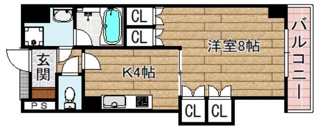ラ カステル メウ(1K/6階)の間取り写真