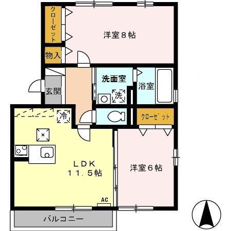 エルドラード清水(2LDK/1階)の間取り写真