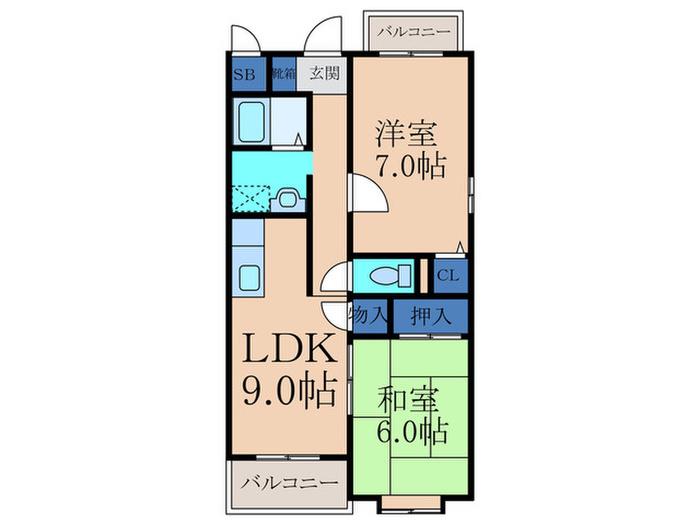 ハイツK・I(2LDK/3階)の間取り写真