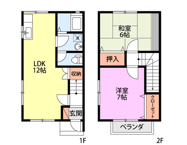 ベラM&M C棟(2LDK/1階)の間取り写真