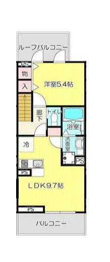 HILLS松山(1DK/2階)の間取り写真