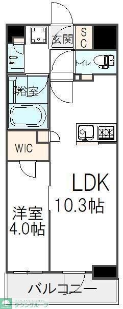 オープンレジデンシア新宿ザ・ハウス(1LDK/1階)の間取り写真