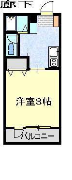 リュミエール三原(1DK/4階)の間取り写真