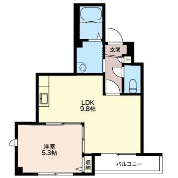 グリーンハイツ(1LDK/1階)の間取り写真