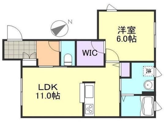 ヴィラーチェ福井(1LDK/1階)の間取り写真
