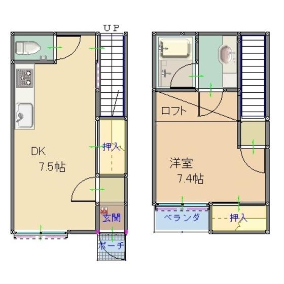 ミモザ壱番館(1DK/1階)の間取り写真