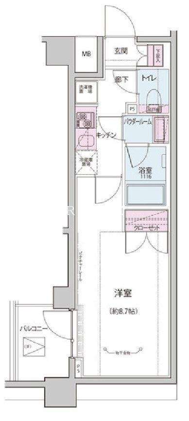ザ・レジデンス神楽坂II(1DK/2階)の間取り写真