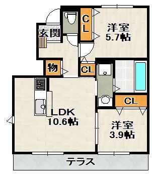 ライブリックス(2LDK/1階)の間取り写真