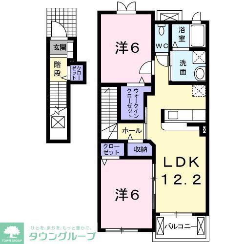 ラ ポワールII(2LDK/2階)の間取り写真