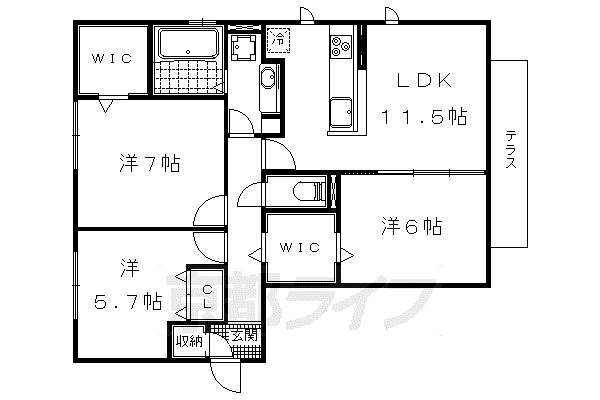 WEMBLEYLUZAZUL(3LDK/1階)の間取り写真