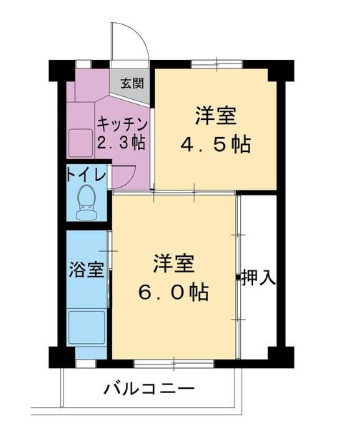 ビレッジハウス岩倉I3号棟(2K/1階)の間取り写真