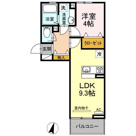 ボヌールF(1LDK/3階)の間取り写真