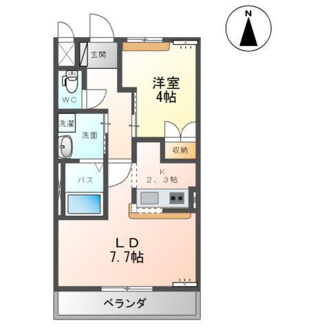 グリーングラス(1LDK/1階)の間取り写真