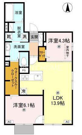 D-ROOM高井田元町(2LDK/1階)の間取り写真