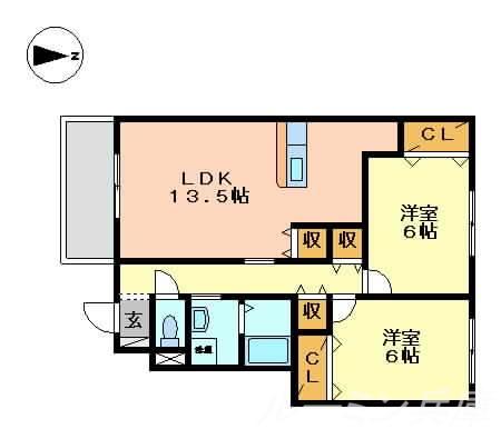 メゾンひまわり(2LDK/1階)の間取り写真